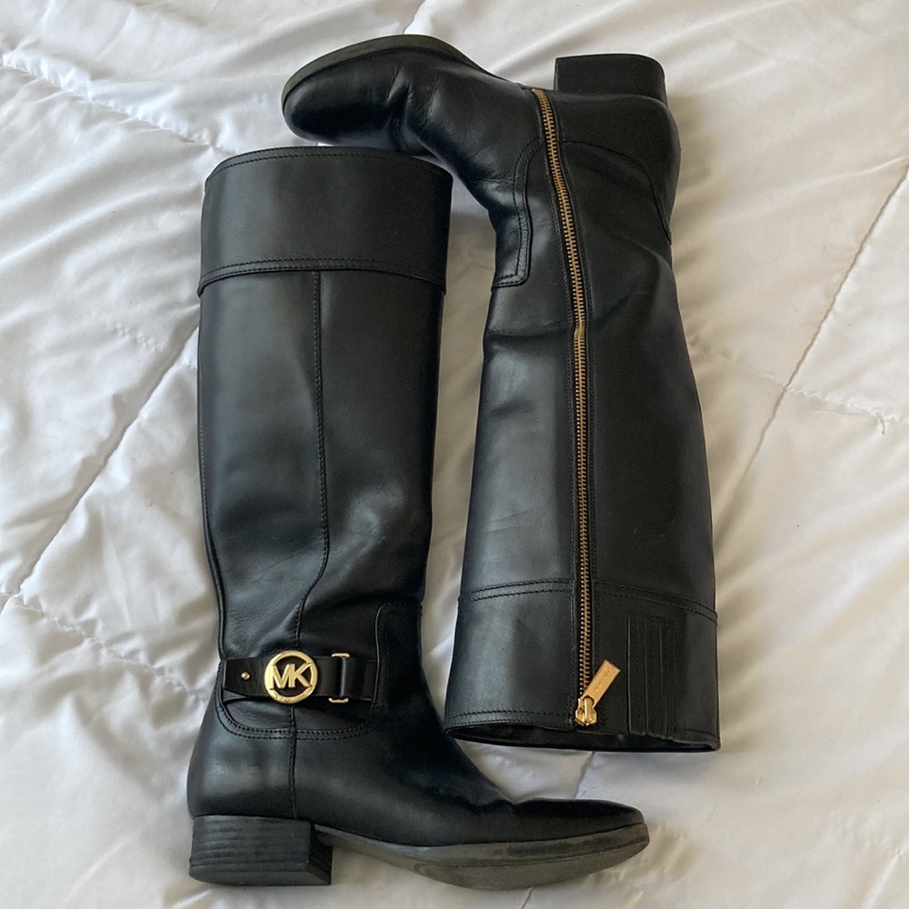 MICHAEL Michael Kors heartland black leather tall boots. Women’s 7
